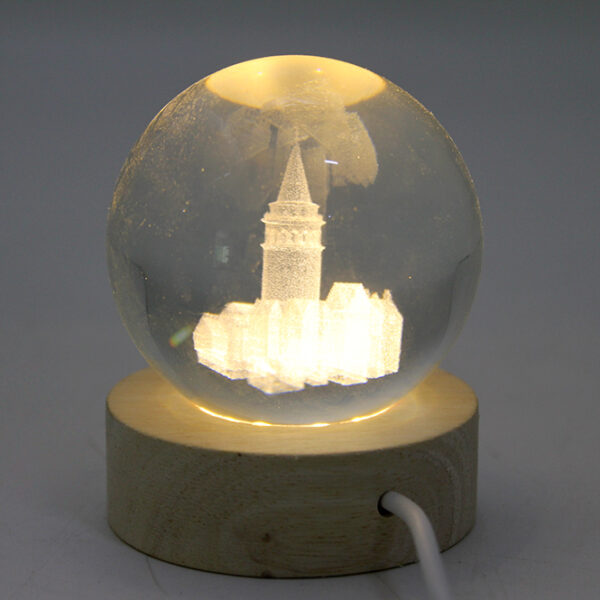 3D İstanbul Temalı Kristal Cam Küre Led Lamba Model 3