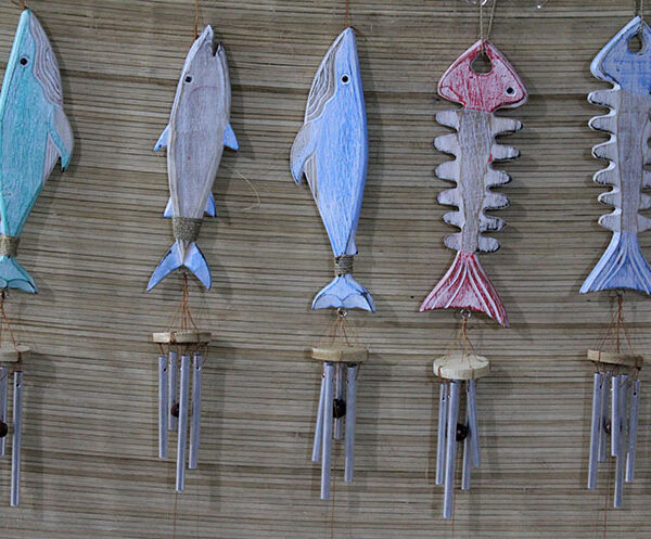 Ahşap Balıklı Metal Çan