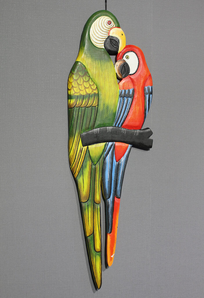 Ahşap Duvara Asmalı 2'li Papağan Model 1