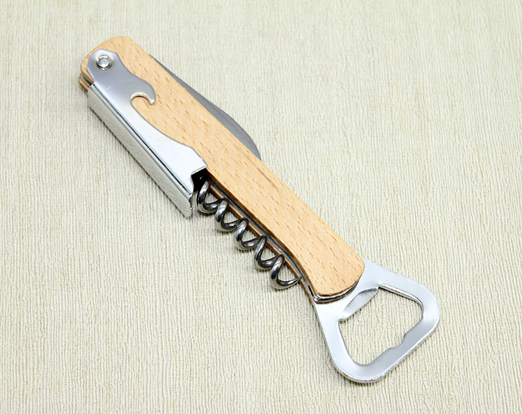 Ahşap Paslanmaz Çelik Tirbuşon Açacak