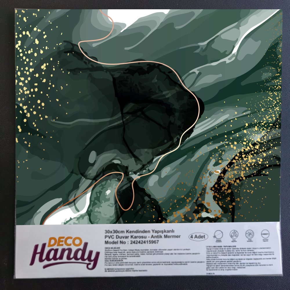 DecoHandy Pvc Duvar Karosu 30x30cm 4'Lü Paket -  Zümrüt 0
