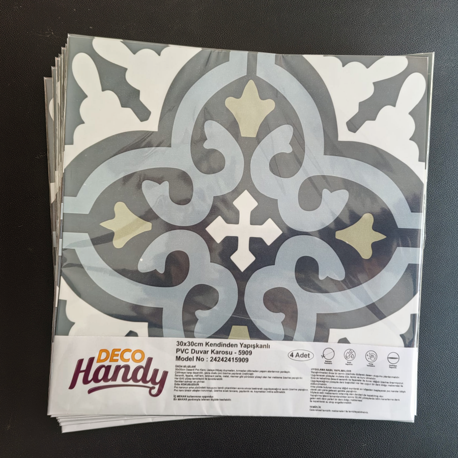 DecoHandy  Pvc Duvar Karosu 30x30cm 4'lü Paket - Çini Desen  0