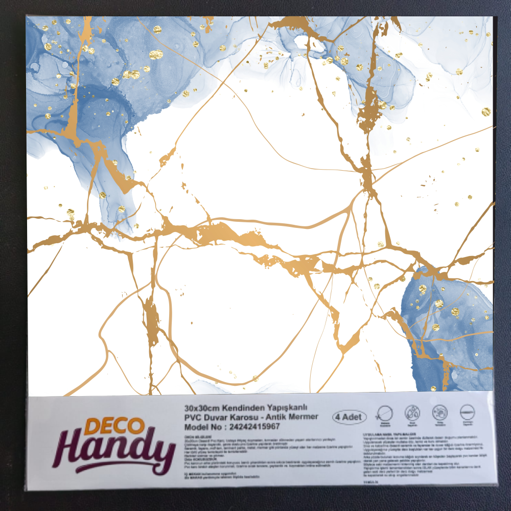 DecoHandy Pvc Yapışkanlı Yer Karosu 30x30cm 4'Lü Paket - Blue Edition 0
