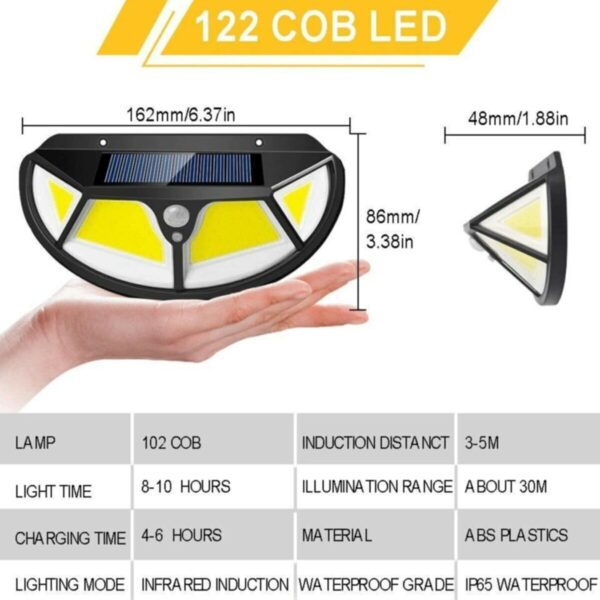 Fonksiyonel Sensörlü 122 Ledli Solar Bahçe Lambası