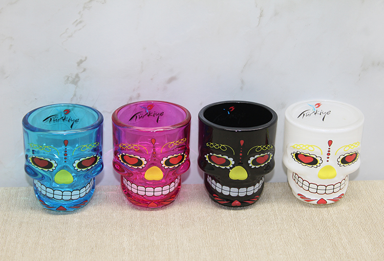 İstanbul Temalı Cam Kurukafa Shot Bardak Renkli Model 2