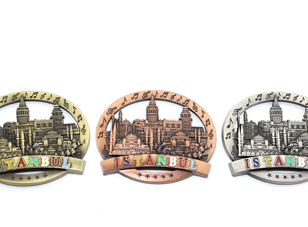 İstanbul Temalı Metal Magnet Yuvarlak Tasarım