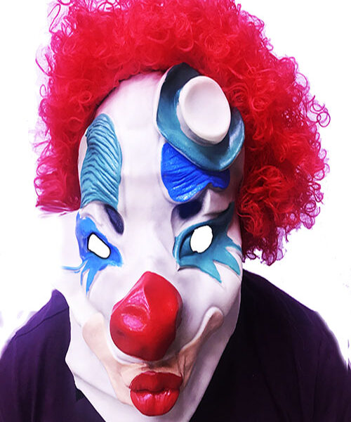 Kırmızı Afro Peruklu Palyaço Maskesi