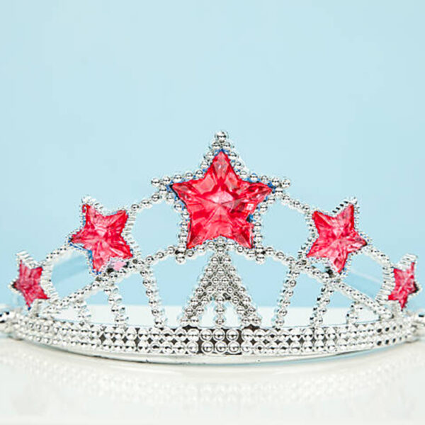 Kırmızı Yıldız Taşlı Plastik Elsa Tacı Çocuk Boy