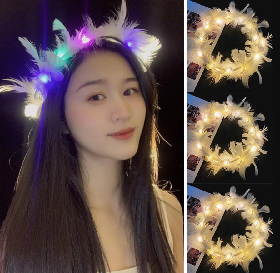 Led Işıklı RGB 3 Fonksiyonlu Otrişli Parti Tacı Renkli