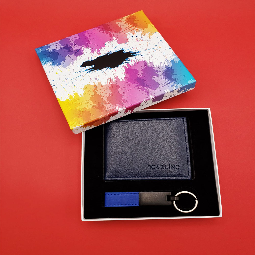 Mavi Anahtarlık ve Cüzdan Hediye Seti