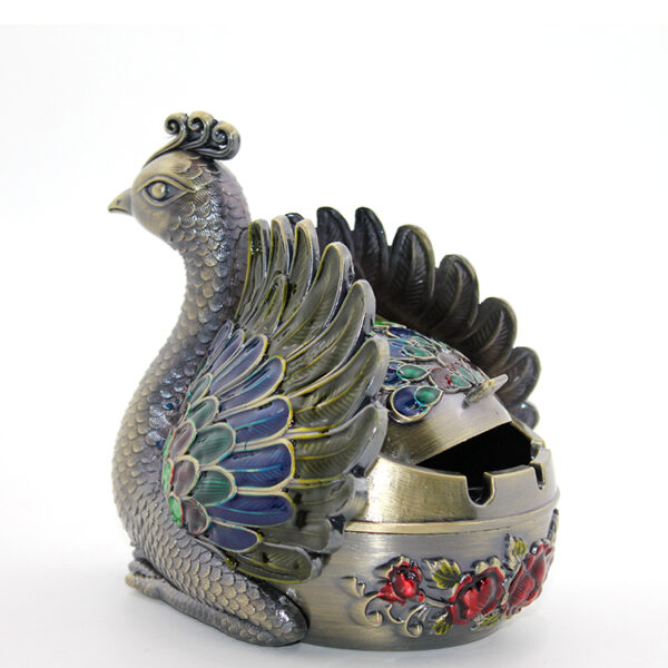 Metal Tavuskuşu Figürü Küllük