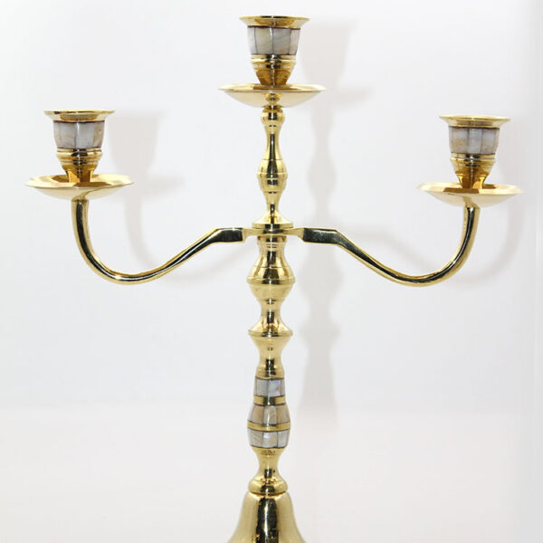 Pirinç Sedefli 3'lü Şamdan Model 2