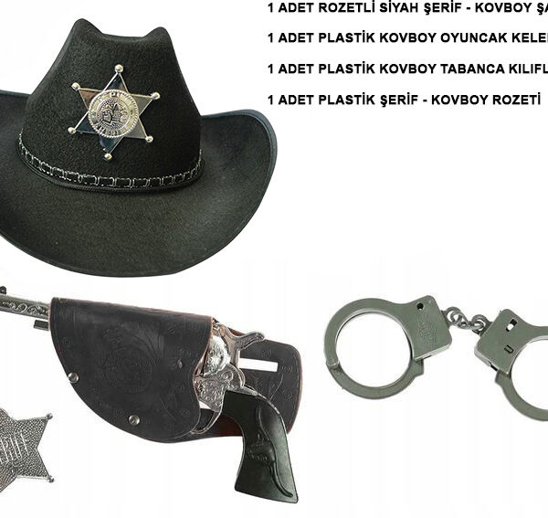 SİYAH KOVBOY - ŞERİF SETİ ÇOCUK BOY 4 ADET