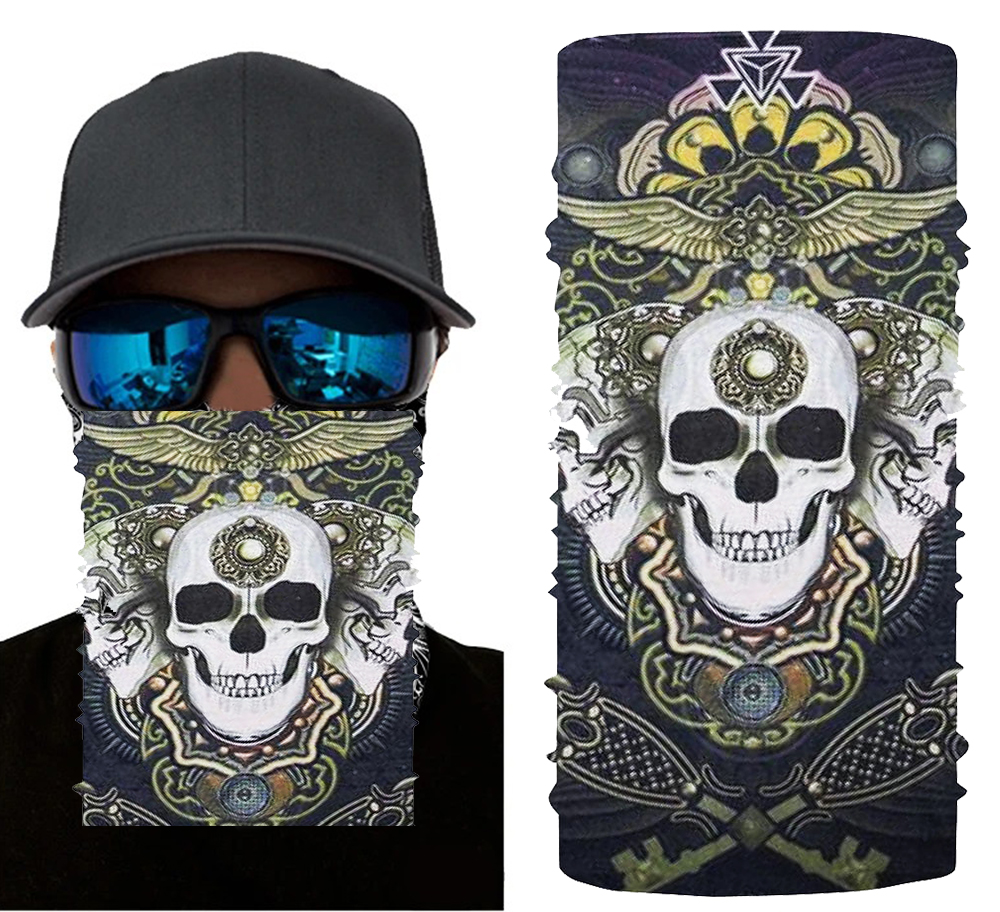 Siyah Beyaz Kafatası Baskılı Buff Bandana 28x45 cm