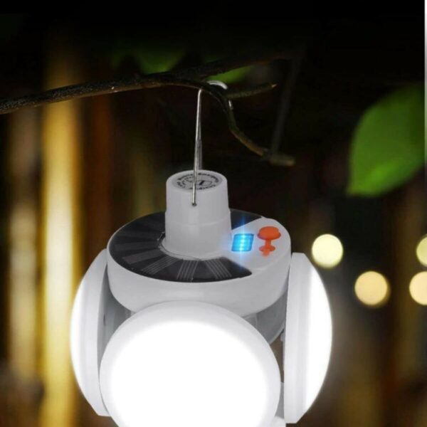 Solar Güneş Enerji Ve Usb Sarjlı 5 Kanatlı Bahçe Aydınlatma Led Askılı Pratik Kamp Lamba