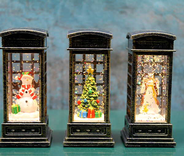 Telefon Kulübeli Işıklı Kar Küresi Siyah Tasarım