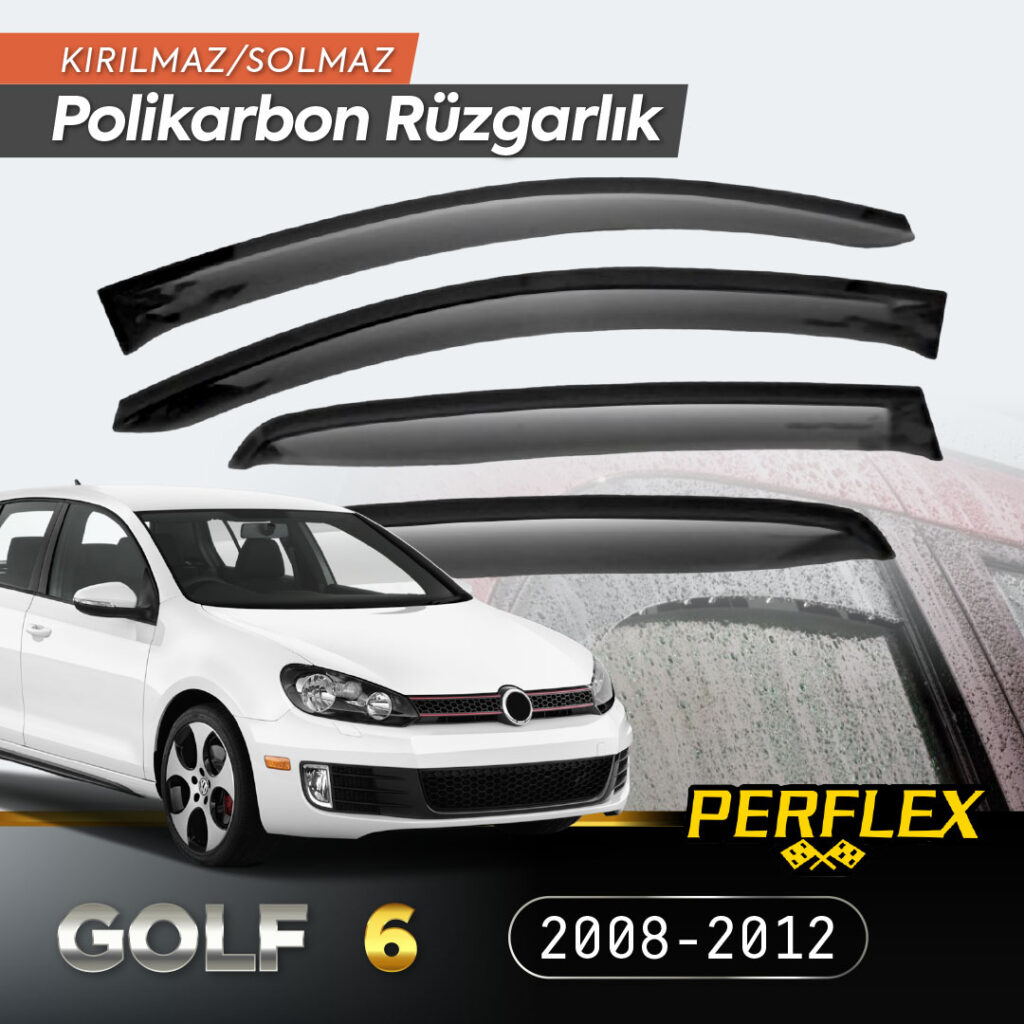 VW Golf 6 2008-2012 Cam Rüzgarlığı V2 Düz